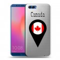Полупрозрачный дизайнерский пластиковый чехол для Huawei Honor View 10 Флаг Канады