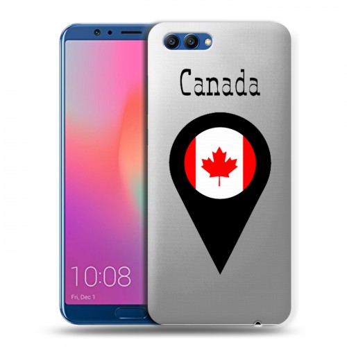 Полупрозрачный дизайнерский пластиковый чехол для Huawei Honor View 10 Флаг Канады