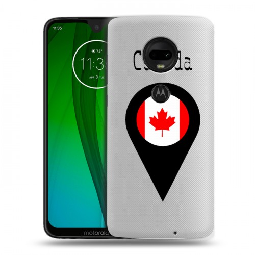 Полупрозрачный дизайнерский пластиковый чехол для Motorola Moto G7 Флаг Канады