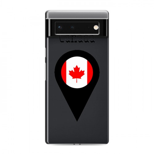 Полупрозрачный дизайнерский силиконовый с усиленными углами чехол для Google Pixel 6 Флаг Канады