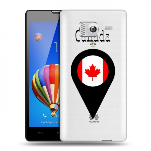 Полупрозрачный дизайнерский пластиковый чехол для Huawei Honor 3 Флаг Канады