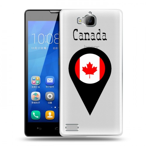 Полупрозрачный дизайнерский пластиковый чехол для Huawei Honor 3c Флаг Канады