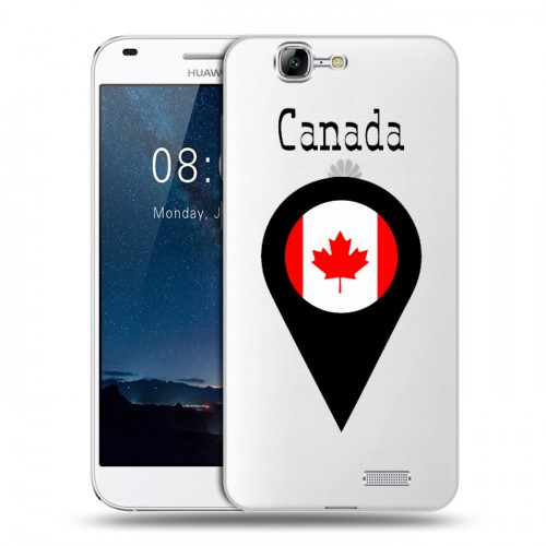 Полупрозрачный дизайнерский силиконовый чехол для Huawei Ascend G7 Флаг Канады