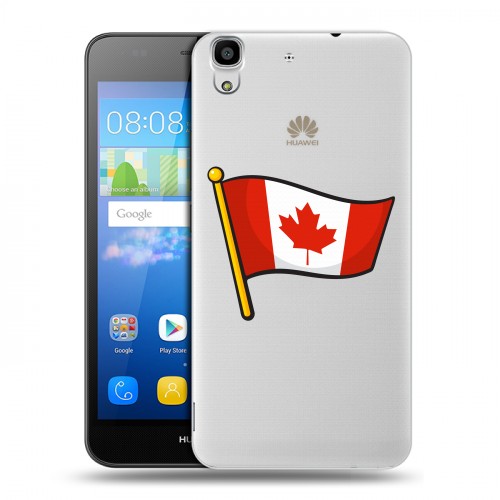 Полупрозрачный дизайнерский пластиковый чехол для Huawei Y6 Флаг Канады