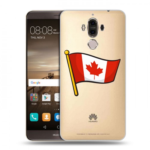 Полупрозрачный дизайнерский пластиковый чехол для Huawei Mate 9 Флаг Канады