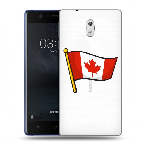Полупрозрачный дизайнерский пластиковый чехол для Nokia 3 Флаг Канады
