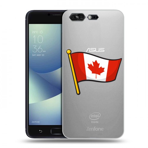Полупрозрачный дизайнерский пластиковый чехол для ASUS ZenFone 4 Pro Флаг Канады