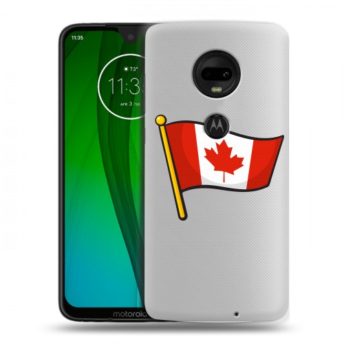 Полупрозрачный дизайнерский пластиковый чехол для Motorola Moto G7 Флаг Канады