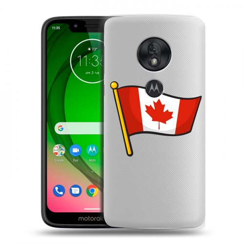 Полупрозрачный дизайнерский пластиковый чехол для Motorola Moto G7 Play Флаг Канады