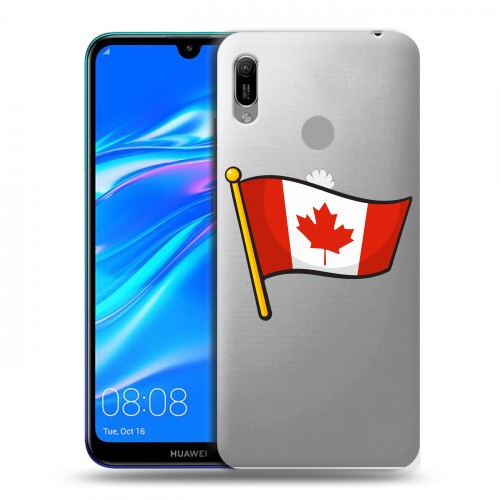Полупрозрачный дизайнерский пластиковый чехол для Huawei Y6 (2019) Флаг Канады