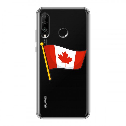 Полупрозрачный дизайнерский силиконовый чехол для Huawei P30 Lite Флаг Канады