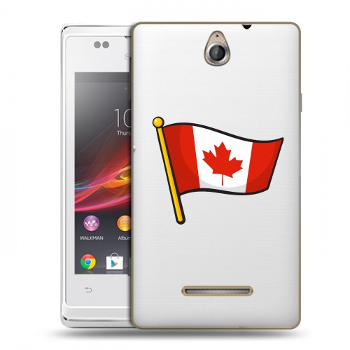 Полупрозрачный дизайнерский пластиковый чехол для Sony Xperia E Флаг Канады