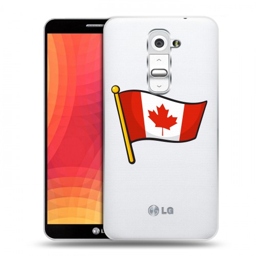 Полупрозрачный дизайнерский пластиковый чехол для LG Optimus G2 Флаг Канады