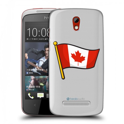 Полупрозрачный дизайнерский пластиковый чехол для HTC Desire 500 Флаг Канады