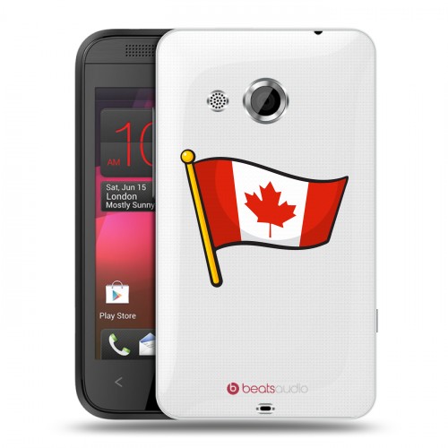 Полупрозрачный дизайнерский пластиковый чехол для HTC Desire 200 Флаг Канады