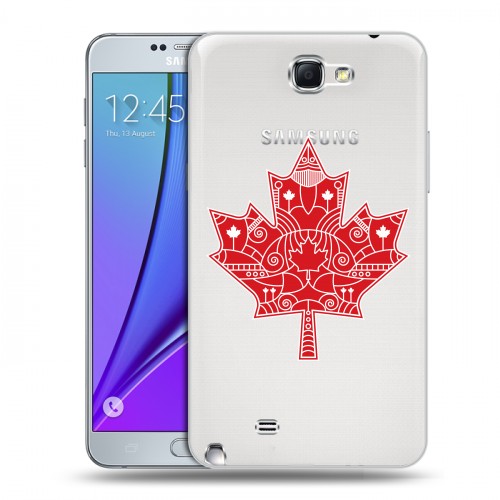 Полупрозрачный дизайнерский пластиковый чехол для Samsung Galaxy Note 2 Флаг Канады