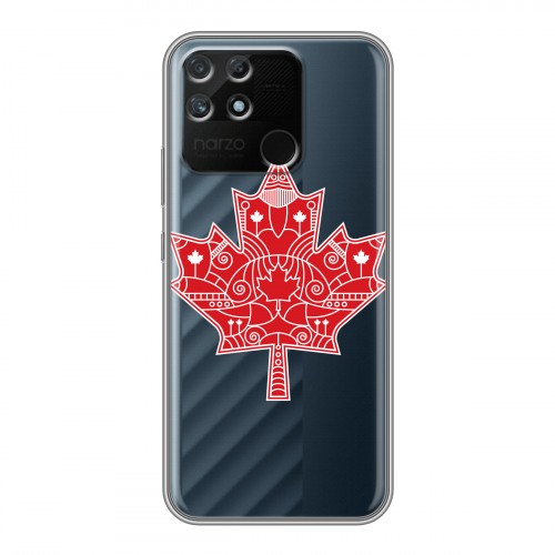 Полупрозрачный дизайнерский силиконовый чехол для Realme Narzo 50A Флаг Канады