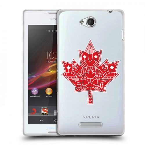 Полупрозрачный дизайнерский пластиковый чехол для Sony Xperia C Флаг Канады