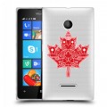 Полупрозрачный дизайнерский пластиковый чехол для Microsoft Lumia 435 Флаг Канады