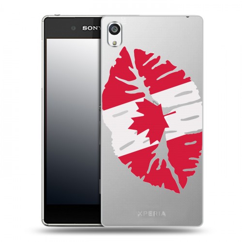 Полупрозрачный дизайнерский пластиковый чехол для Sony Xperia E5 Флаг Канады