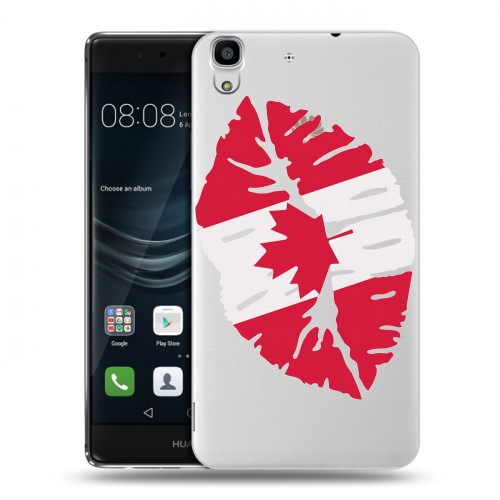 Полупрозрачный дизайнерский пластиковый чехол для Huawei Y6II Флаг Канады