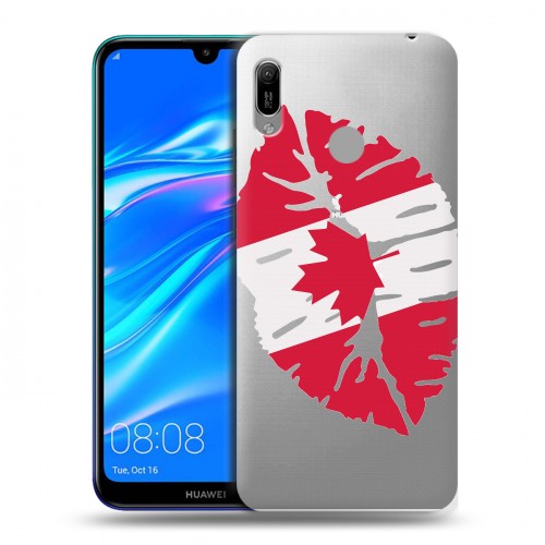 Полупрозрачный дизайнерский пластиковый чехол для Huawei Y6 (2019) Флаг Канады