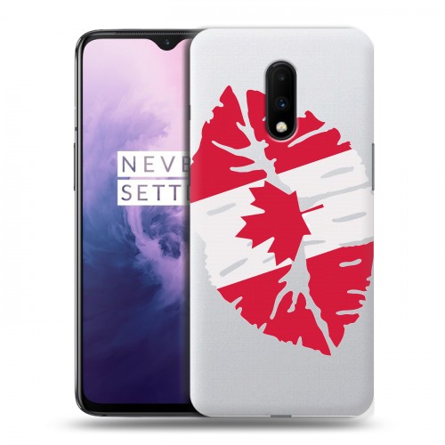 Полупрозрачный дизайнерский пластиковый чехол для OnePlus 7 Флаг Канады