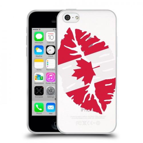 Полупрозрачный дизайнерский пластиковый чехол для Iphone 5c Флаг Канады