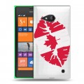 Полупрозрачный дизайнерский пластиковый чехол для Nokia Lumia 730/735 Флаг Канады