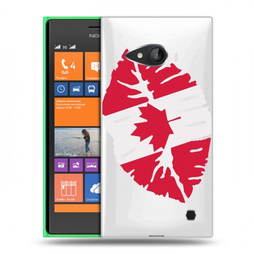 Полупрозрачный дизайнерский пластиковый чехол для Nokia Lumia 730/735 Флаг Канады