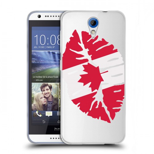 Полупрозрачный дизайнерский пластиковый чехол для HTC Desire 620 Флаг Канады