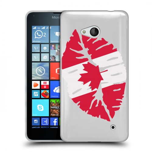 Полупрозрачный дизайнерский пластиковый чехол для Microsoft Lumia 640 Флаг Канады