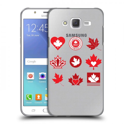 Полупрозрачный дизайнерский пластиковый чехол для Samsung Galaxy J5 Флаг Канады