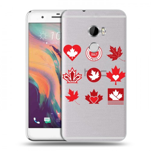 Полупрозрачный дизайнерский пластиковый чехол для HTC One X10 Флаг Канады