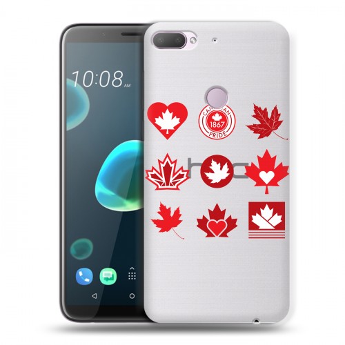 Полупрозрачный дизайнерский силиконовый чехол для HTC Desire 12 Plus Флаг Канады