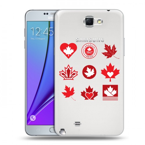 Полупрозрачный дизайнерский пластиковый чехол для Samsung Galaxy Note 2 Флаг Канады