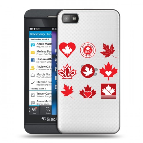 Полупрозрачный дизайнерский пластиковый чехол для BlackBerry Z10 Флаг Канады