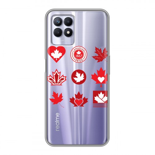 Полупрозрачный дизайнерский силиконовый с усиленными углами чехол для Realme 8i Флаг Канады