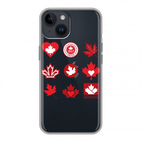 Полупрозрачный дизайнерский пластиковый чехол для Iphone 14 Флаг Канады