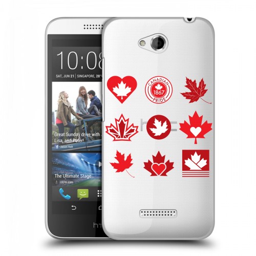 Полупрозрачный дизайнерский пластиковый чехол для HTC Desire 616 Флаг Канады