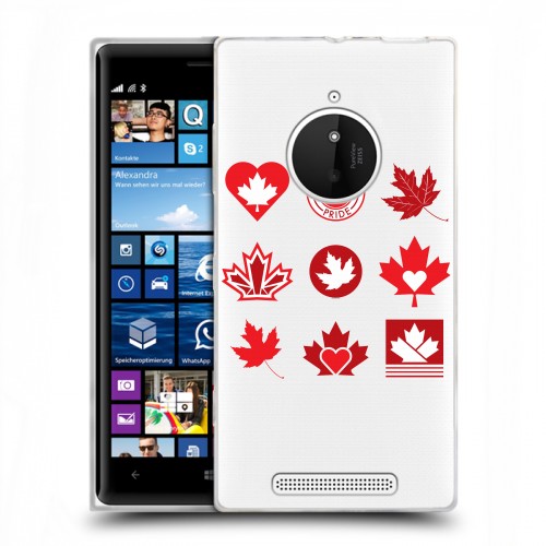 Полупрозрачный дизайнерский пластиковый чехол для Nokia Lumia 830 Флаг Канады