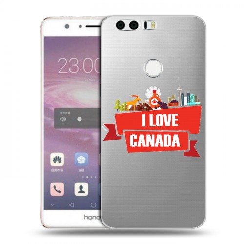 Полупрозрачный дизайнерский пластиковый чехол для Huawei Honor 8 Флаг Канады