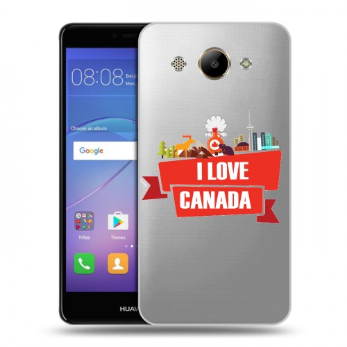 Полупрозрачный дизайнерский пластиковый чехол для Huawei Y3 (2017) Флаг Канады