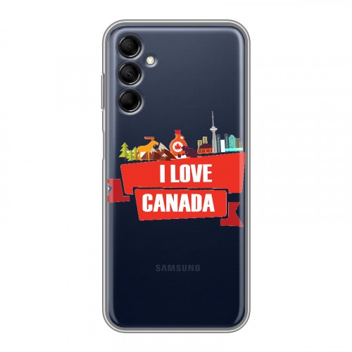 Полупрозрачный дизайнерский силиконовый с усиленными углами чехол для Samsung Galaxy M14 5G Флаг Канады