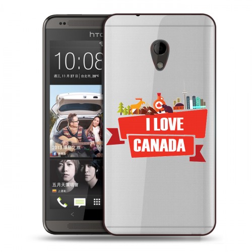 Полупрозрачный дизайнерский пластиковый чехол для HTC Desire 700 Флаг Канады