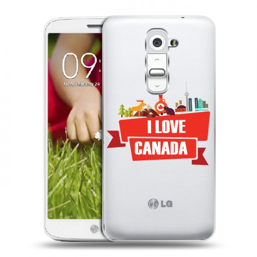 Полупрозрачный дизайнерский пластиковый чехол для LG Optimus G2 mini Флаг Канады