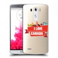 Полупрозрачный дизайнерский пластиковый чехол для LG G3 (Dual-LTE) Флаг Канады