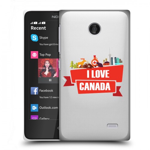 Полупрозрачный дизайнерский пластиковый чехол для Nokia X Флаг Канады