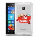 Полупрозрачный дизайнерский пластиковый чехол для Microsoft Lumia 435 Флаг Канады