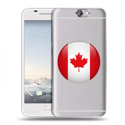 Полупрозрачный дизайнерский пластиковый чехол для HTC One A9 Флаг Канады